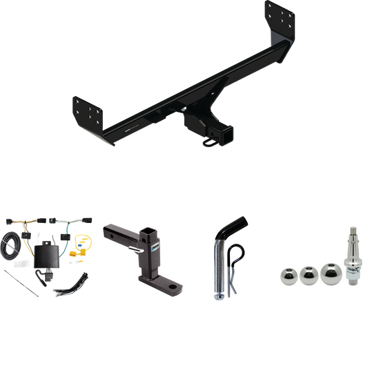 Fits 2021-2023 Genesis GV80 Trailer Hitch Tow PKG w/ 4-Flat Wiring + Adjustable Drop Rise Ball Mount + Pin/Clip + Inerchangeable 1-7/8" & 2" & 2-5/16" Balls By Reese Towpower