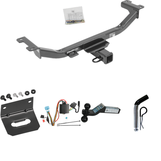 Se adapta al paquete de remolque de enganche de remolque Acura RDX 2010-2012 con arnés de cableado de 4 planos + soporte de bola doble bolas de remolque de 2" y 2-5/16" + pasador/clip + soporte de cableado de Draw-Tite