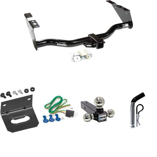 Fits 2004-2007 Chrysler Town & Country Trailer Hitch Tow PKG w/ 4-Flat Wiring Harness + Triple Ball Ball Mount 1-7/8" & 2" & 2-5/16" Trailer Balls + Pin/Clip + Wiring Bracket (Excludes: w/Stow & Go Seats Models) By Draw-Tite