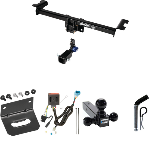 Fits 2013-2018 Acura RDX Trailer Hitch Tow PKG w/ 4-Flat Wiring Harness + Triple Ball Ball Mount 1-7/8" & 2" & 2-5/16" Trailer Balls + Pin/Clip + Wiring Bracket By Draw-Tite