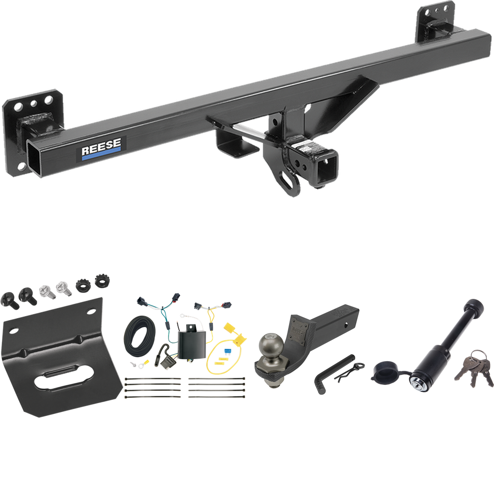 Fits 2011-2017 Volkswagen Touareg Trailer Hitch Tow PKG w/ 4-Flat Wiring + Interlock Tactical Starter Kit w/ 2" Drop & 2" Ball + Tactical Dogbone Lock + Wiring Bracket By Reese Towpower