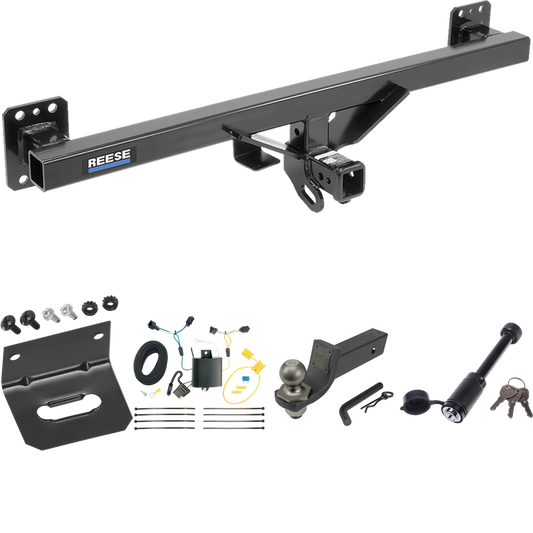 Fits 2011-2017 Volkswagen Touareg Trailer Hitch Tow PKG w/ 4-Flat Wiring + Interlock Tactical Starter Kit w/ 2" Drop & 2" Ball + Tactical Dogbone Lock + Wiring Bracket By Reese Towpower