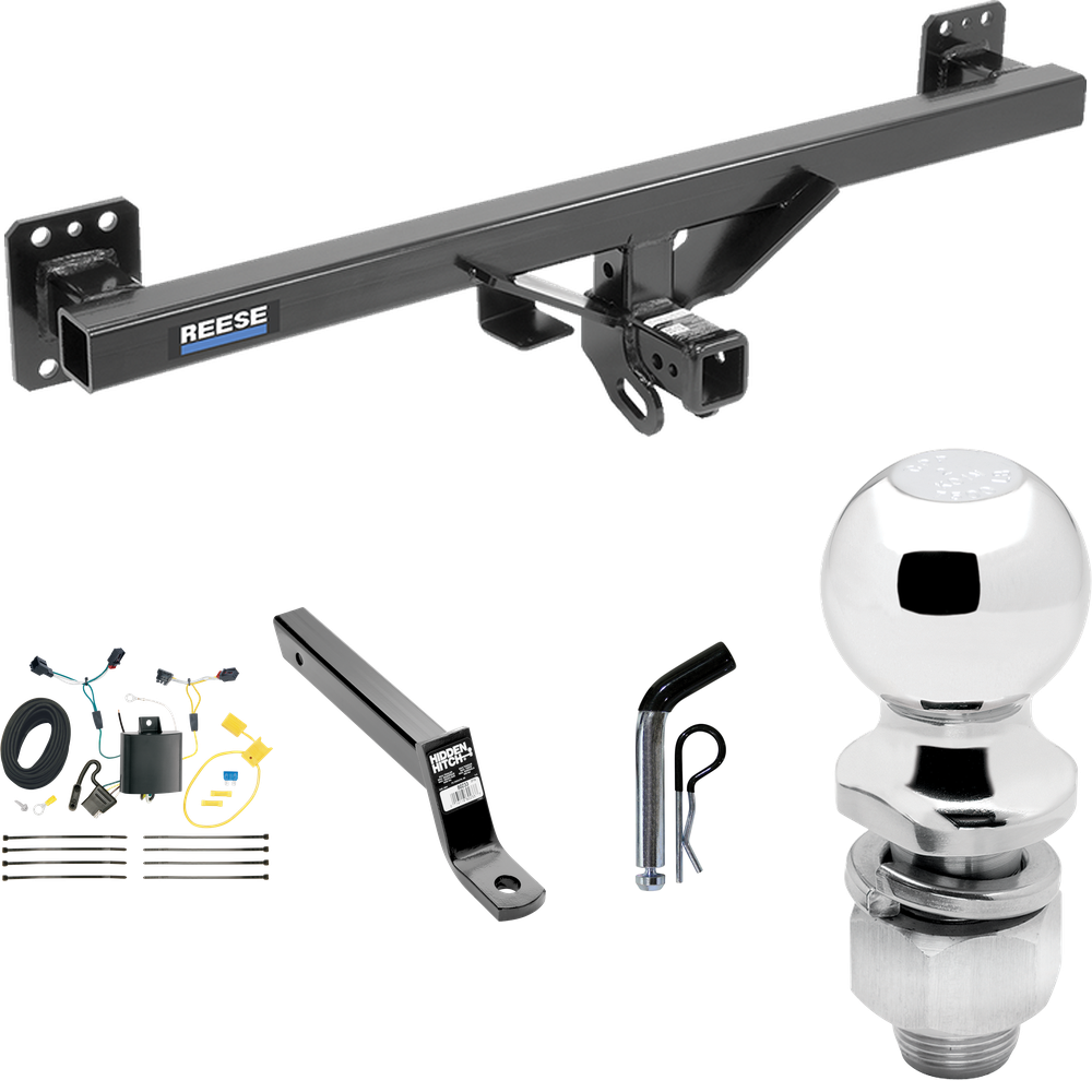 Fits 2011-2017 Volkswagen Touareg Trailer Hitch Tow PKG w/ 4-Flat Wiring + Extended 16" Long Ball Mount w/ 4" Drop + Pin/Clip + 2" Ball By Reese Towpower