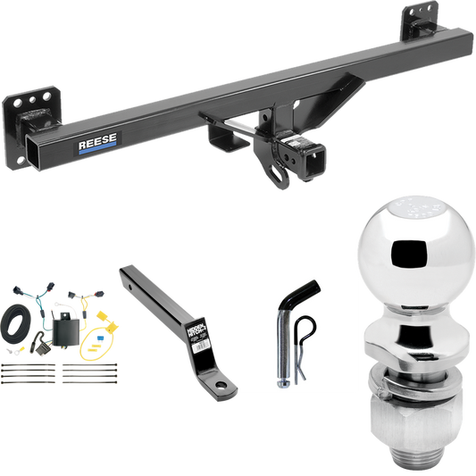 Fits 2011-2017 Volkswagen Touareg Trailer Hitch Tow PKG w/ 4-Flat Wiring + Extended 16" Long Ball Mount w/ 4" Drop + Pin/Clip + 2" Ball By Reese Towpower