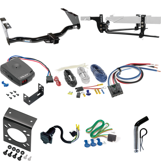 Fits 2004-2007 Chrysler Town & Country Trailer Hitch Tow PKG w/ 6K Round Bar Weight Distribution Hitch w/ 2-5/16" Ball + Pin/Clip + Pro Series Pilot Brake Control + Generic BC Wiring Adapter + 7-Way RV Wiring (Excludes: w/Stow & Go Seats Models) By R