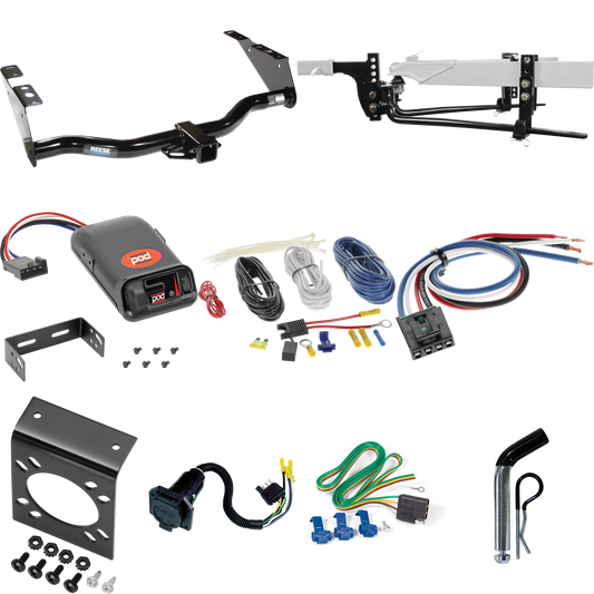 Fits 2004-2007 Dodge Grand Caravan Trailer Hitch Tow PKG w/ 6K Round Bar Weight Distribution Hitch w/ 2-5/16" Ball + Pin/Clip + Pro Series POD Brake Control + Generic BC Wiring Adapter + 7-Way RV Wiring (Excludes: w/Stow & Go Seats Models) By Reese T