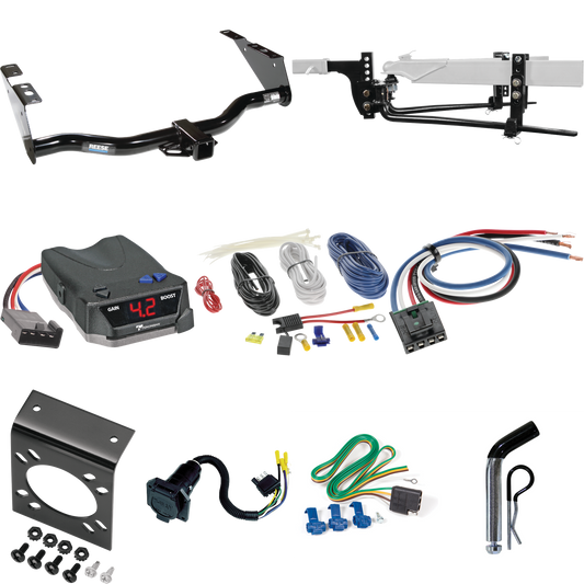 Fits 2004-2007 Dodge Grand Caravan Trailer Hitch Tow PKG w/ 6K Round Bar Weight Distribution Hitch w/ 2-5/16" Ball + Pin/Clip + Tekonsha BRAKE-EVN Brake Control + Generic BC Wiring Adapter + 7-Way RV Wiring (Excludes: w/Stow & Go Seats Models) By Ree