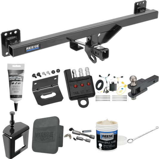 Fits 2011-2017 Volkswagen Touareg Trailer Hitch Tow PKG w/ 4-Flat Wiring + Clevis Hitch Ball Mount w/ 2" Ball + Wiring Bracket + Hitch Cover + Dual Hitch & Coupler Locks + Wiring Tester + Ball Lube + Electric Grease + Ball Wrench + Anti Rattle Device