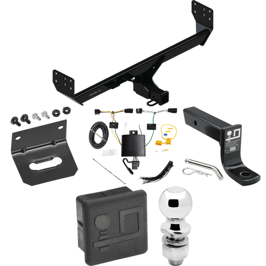 Se adapta al paquete de remolque con enganche para remolque Genesis GV80 2021-2023 con 4 cables planos + soporte de bola con caída de 4" + bola de 2" + soporte de cableado + cubierta de enganche de Draw-Tite