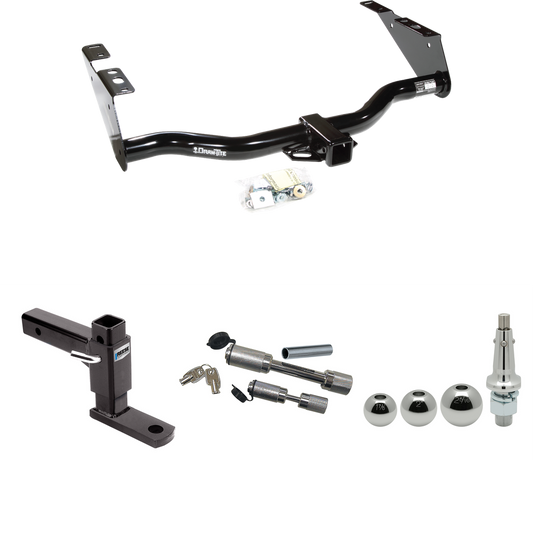 Fits 1996-2000 Plymouth Grand Voyager Trailer Hitch Tow PKG w/ Adjustable Drop Rise Ball Mount + Dual Hitch & Copler Locks + Inerchangeable 1-7/8" & 2" & 2-5/16" Balls By Draw-Tite