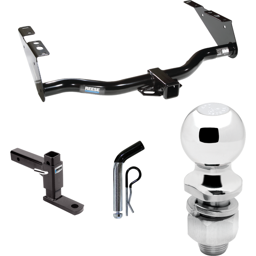 Fits 1996-2003 Dodge Grand Caravan Trailer Hitch Tow PKG w/ Adjustable Drop Rise Ball Mount + Pin/Clip + 2" Ball By Reese Towpower