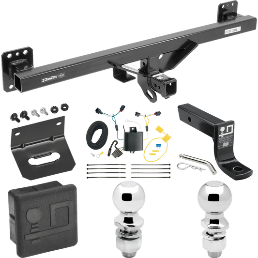 Fits 2011-2017 Volkswagen Touareg Trailer Hitch Tow PKG w/ 4-Flat Wiring + Ball Mount w/ 4" Drop + 2" Ball + 2-5/16" Ball + Wiring Bracket + Hitch Cover By Draw-Tite