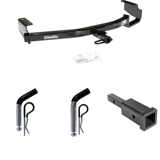 Fits 2004-2007 Dodge Caravan Trailer Hitch Tow PKG w/ Hitch Adapter 1-1/4" to 2" Receiver + 1/2" Pin & Clip + 5/8" Pin & Clip (Excludes: w/Stow & Go Seats Models) By Draw-Tite