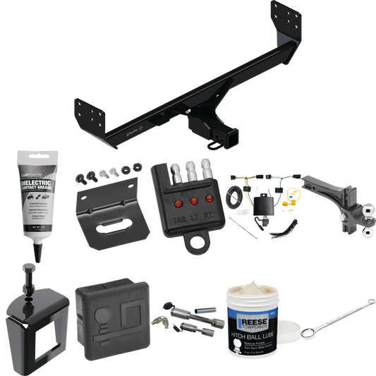 Fits 2021-2023 Genesis GV80 Trailer Hitch Tow PKG w/ 4-Flat Wiring + Dual Adjustable Drop Rise Ball Ball Mount 2" & 2-5/16" Trailer Balls + Wiring Bracket + Hitch Cover + Dual Hitch & Coupler Locks + Wiring Tester + Ball Lube + Electric Grease + Ball