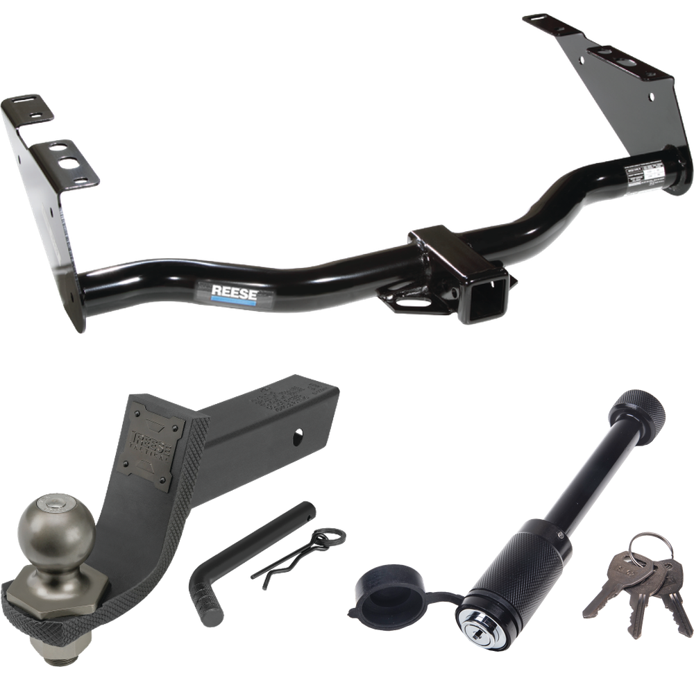 Fits 2004-2007 Dodge Caravan Trailer Hitch Tow PKG + Interlock Tactical Starter Kit w/ 3-1/4" Drop & 2" Ball + Tactical Dogbone Lock (Excludes: w/Stow & Go Seats Models) By Reese Towpower