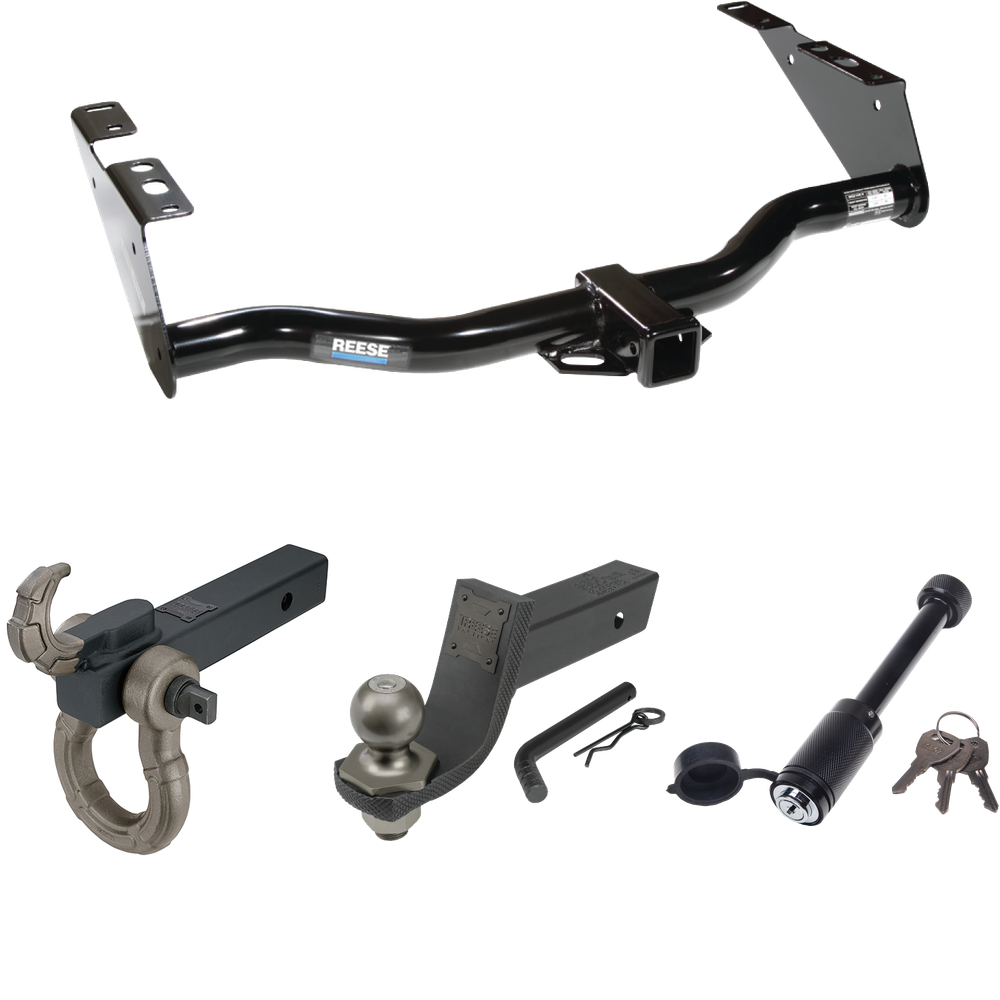 Fits 2004-2007 Dodge Caravan Trailer Hitch Tow PKG + Interlock Tactical Starter Kit w/ 3-1/4" Drop & 2" Ball + Tactical Hook & Shackle Mount + Tactical Dogbone Lock (Excludes: w/Stow & Go Seats Models) By Reese Towpower