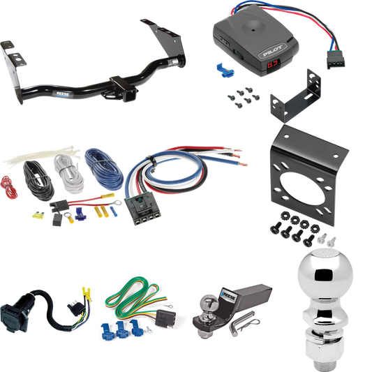 Fits 2004-2007 Dodge Grand Caravan Trailer Hitch Tow PKG w/ Pro Series Pilot Brake Control + Generic BC Wiring Adapter + 7-Way RV Wiring + 2" & 2-5/16" Ball & Drop Mount (Excludes: w/Stow & Go Seats Models) By Reese Towpower