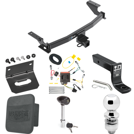 Fits 2013-2016 Mazda CX-5 Trailer Hitch Tow PKG w/ 4-Flat Wiring + Ball Mount w/ 4" Drop + 2" Ball + Wiring Bracket + Hitch Lock + Hitch Cover By Reese Towpower