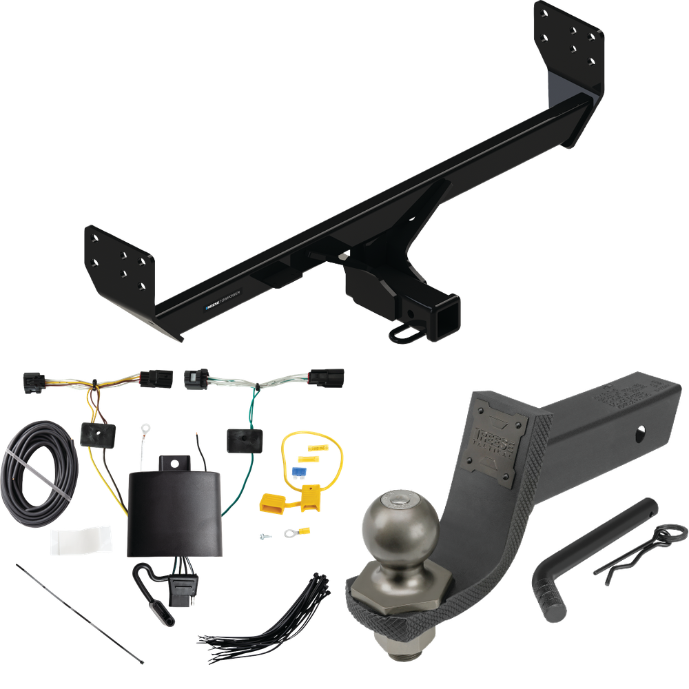 Fits 2021-2023 Genesis GV80 Trailer Hitch Tow PKG w/ 4-Flat Wiring + Interlock Tactical Starter Kit w/ 3-1/4" Drop & 2" Ball By Reese Towpower