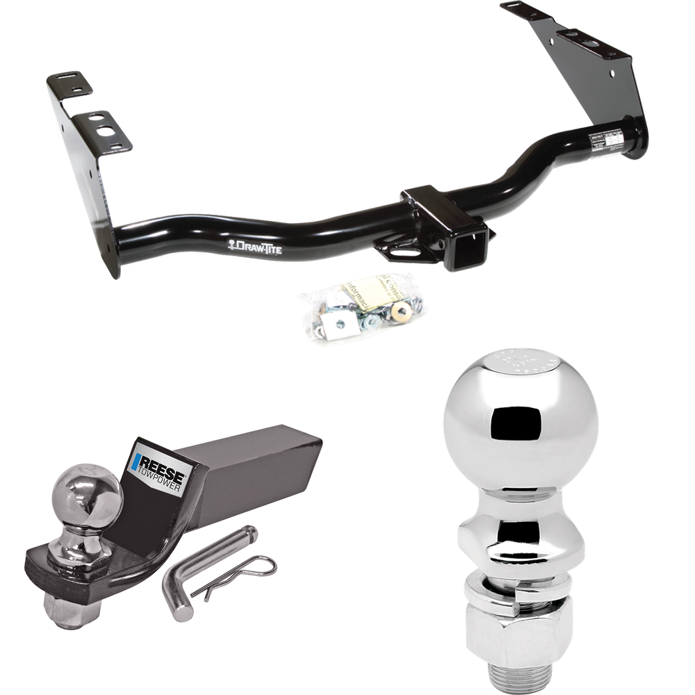 Fits 1996-2003 Dodge Grand Caravan Trailer Hitch Tow PKG w/ Starter Kit Ball Mount w/ 2" Drop & 2" Ball + 2-5/16" Ball By Draw-Tite