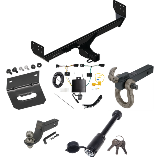 Fits 2021-2023 Genesis GV80 Trailer Hitch Tow PKG w/ 4-Flat Wiring + Interlock Tactical Starter Kit w/ 3-1/4" Drop & 2" Ball + Tactical Hook & Shackle Mount + Tactical Dogbone Lock + Wiring Bracket By Draw-Tite