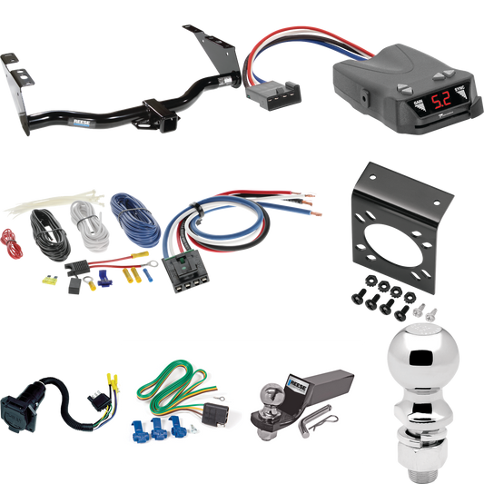 Fits 2004-2007 Dodge Grand Caravan Trailer Hitch Tow PKG w/ Tekonsha Brakeman IV Brake Control + Generic BC Wiring Adapter + 7-Way RV Wiring + 2" & 2-5/16" Ball & Drop Mount (Excludes: w/Stow & Go Seats Models) By Reese Towpower