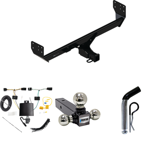 Fits 2021-2023 Genesis GV80 Trailer Hitch Tow PKG w/ 4-Flat Wiring + Triple Ball Ball Mount 1-7/8" & 2" & 2-5/16" Trailer Balls + Pin/Clip By Reese Towpower