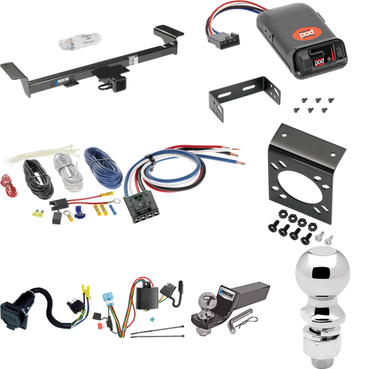 Fits 2007-2009 Acura RDX Trailer Hitch Tow PKG w/ Pro Series POD Brake Control + Generic BC Wiring Adapter + 7-Way RV Wiring + 2" & 2-5/16" Ball & Drop Mount By Reese Towpower