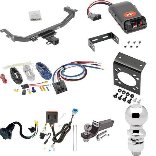 Se adapta al paquete de enganche de remolque Acura RDX 2013-2018 con control de freno POD serie Pro + adaptador de cableado BC genérico + cableado RV de 7 vías + soporte de bola y caída de 2" y 2-5/16" de Draw-Tite