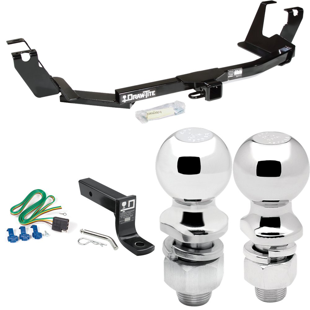 Fits 2005-2007 Chrysler Town & Country Trailer Hitch Tow PKG w/ 4-Flat Wiring + Ball Mount w/ 4" Drop + 2" Ball + 2-5/16" Ball (For w/Stow & Go Seats Models) By Draw-Tite