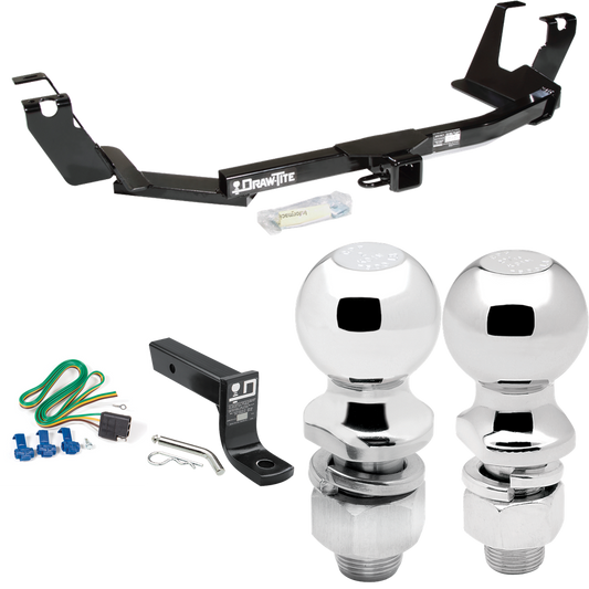 Fits 2005-2007 Chrysler Town & Country Trailer Hitch Tow PKG w/ 4-Flat Wiring + Ball Mount w/ 4" Drop + 2" Ball + 2-5/16" Ball (For w/Stow & Go Seats Models) By Draw-Tite