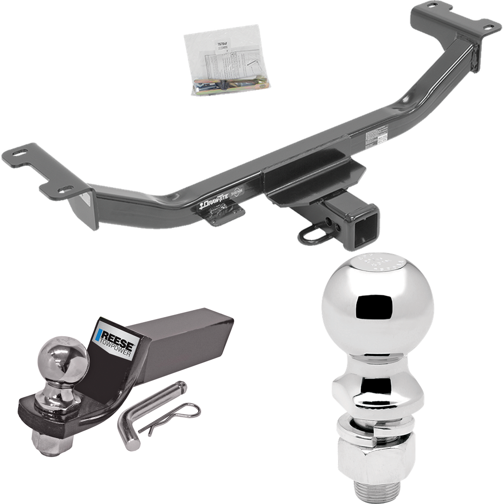 Fits 2010-2018 Acura RDX Trailer Hitch Tow PKG w/ Starter Kit Ball Mount w/ 2" Drop & 2" Ball + 2-5/16" Ball By Draw-Tite