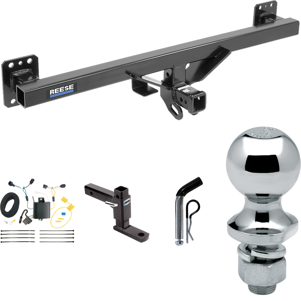 Fits 2011-2017 Volkswagen Touareg Trailer Hitch Tow PKG w/ 4-Flat Wiring + Adjustable Drop Rise Ball Mount + Pin/Clip + 1-7/8" Ball By Reese Towpower