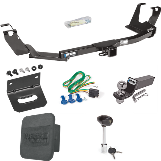 Fits 2005-2007 Dodge Grand Caravan Trailer Hitch Tow PKG w/ 4-Flat Wiring + Starter Kit Ball Mount w/ 2" Drop & 2" Ball + 1-7/8" Ball + Wiring Bracket + Hitch Lock + Hitch Cover (For w/Stow & Go Seats Models) By Reese Towpower