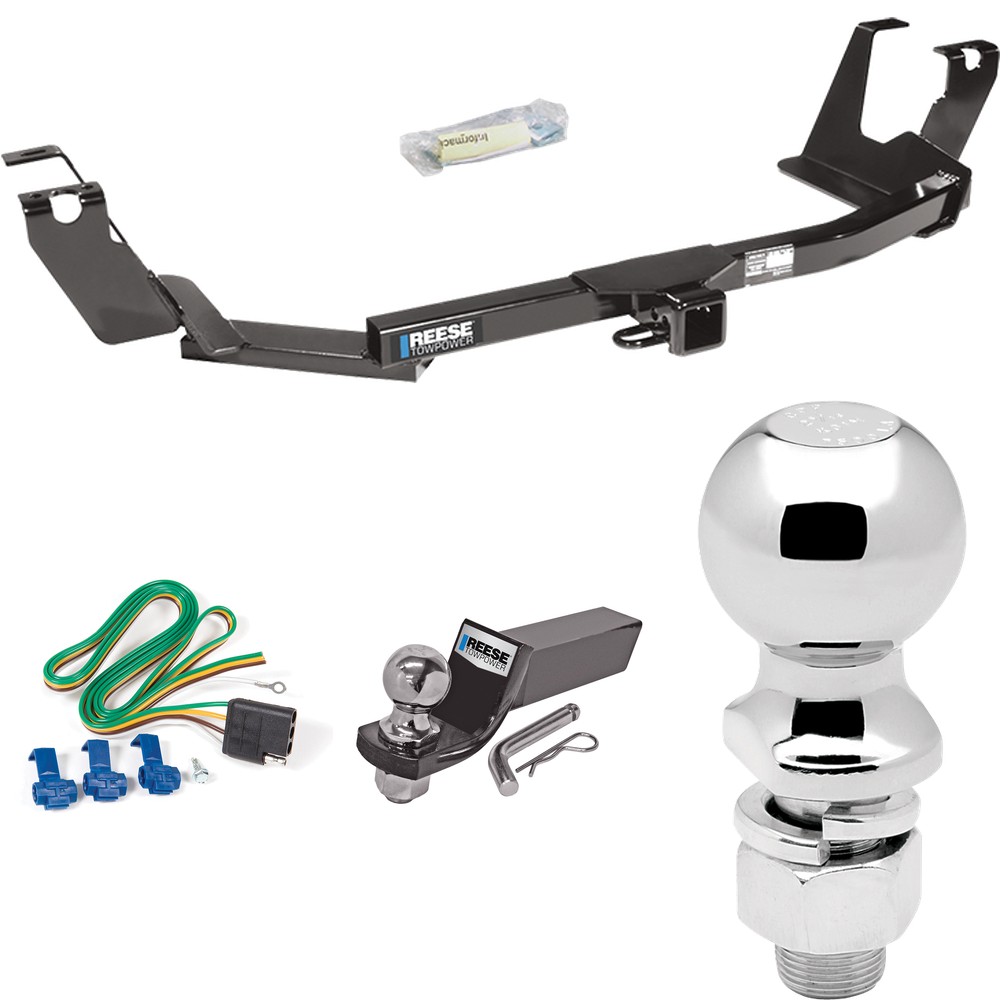 Fits 2005-2007 Dodge Grand Caravan Trailer Hitch Tow PKG w/ 4-Flat Wiring + Starter Kit Ball Mount w/ 2" Drop & 2" Ball + 2-5/16" Ball (For w/Stow & Go Seats Models) By Reese Towpower