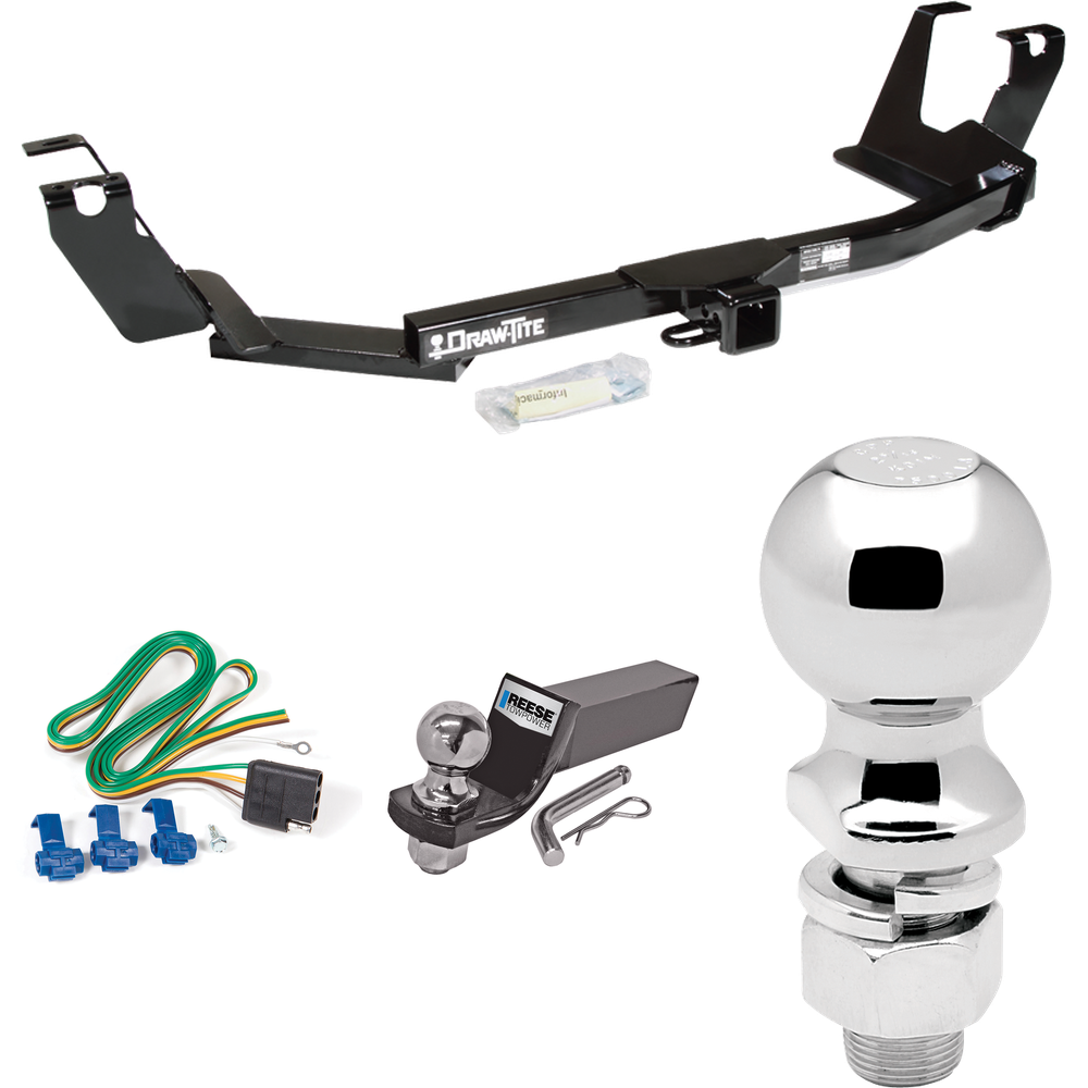 Fits 2005-2007 Dodge Grand Caravan Trailer Hitch Tow PKG w/ 4-Flat Wiring + Starter Kit Ball Mount w/ 2" Drop & 2" Ball + 2-5/16" Ball (For w/Stow & Go Seats Models) By Draw-Tite