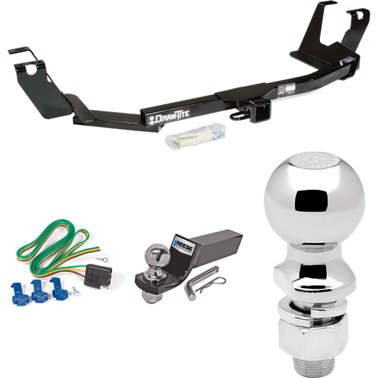 Fits 2005-2007 Dodge Grand Caravan Trailer Hitch Tow PKG w/ 4-Flat Wiring + Starter Kit Ball Mount w/ 2" Drop & 2" Ball + 2-5/16" Ball (For w/Stow & Go Seats Models) By Draw-Tite