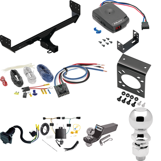 Fits 2021-2023 Genesis GV80 Trailer Hitch Tow PKG w/ Pro Series Pilot Brake Control + Generic BC Wiring Adapter + 7-Way RV Wiring + 2" & 2-5/16" Ball & Drop Mount By Reese Towpower