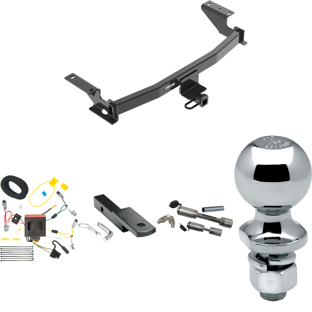 Fits 2013-2016 Mazda CX-5 Trailer Hitch Tow PKG w/ 4-Flat Wiring Harness + Draw-Bar + 2" Ball + Dual Hitch & Coupler Locks By Reese Towpower