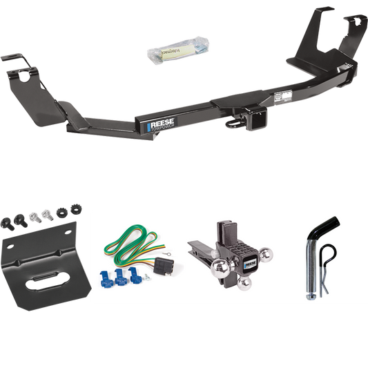 Fits 2005-2007 Chrysler Town & Country Trailer Hitch Tow PKG w/ 4-Flat Wiring Harness + Adjustable Drop Rise Triple Ball Ball Mount 1-7/8" & 2" & 2-5/16" Trailer Balls + Pin/Clip + Wiring Bracket (For w/Stow & Go Seats Models) By Reese Towpower