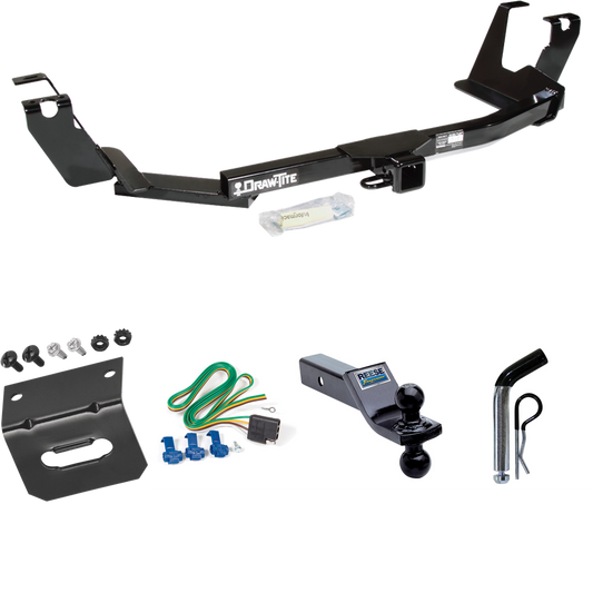 Fits 2005-2007 Chrysler Town & Country Trailer Hitch Tow PKG w/ 4-Flat Wiring Harness + Dual Ball Ball Mount 1-7/8" & 2" Trailer Balls + Pin/Clip + Wiring Bracket (For w/Stow & Go Seats Models) By Draw-Tite