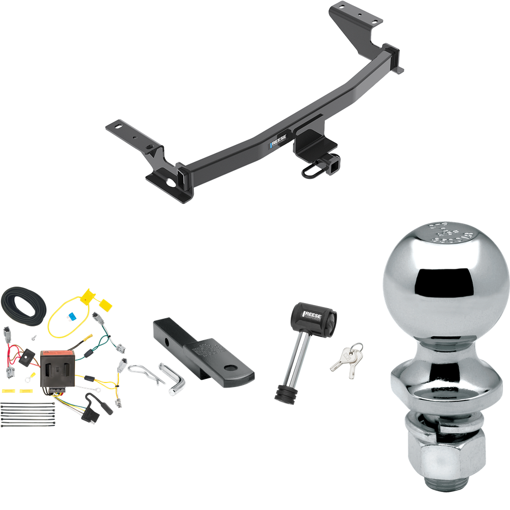 Fits 2013-2016 Mazda CX-5 Trailer Hitch Tow PKG w/ 4-Flat Wiring Harness + Draw-Bar + 2" Ball + Hitch Lock By Reese Towpower