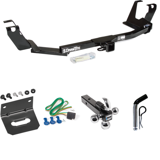 Fits 2005-2007 Chrysler Town & Country Trailer Hitch Tow PKG w/ 4-Flat Wiring Harness + Triple Ball Ball Mount 1-7/8" & 2" & 2-5/16" Trailer Balls w/ Tow Hook + Pin/Clip + Wiring Bracket (For w/Stow & Go Seats Models) By Draw-Tite