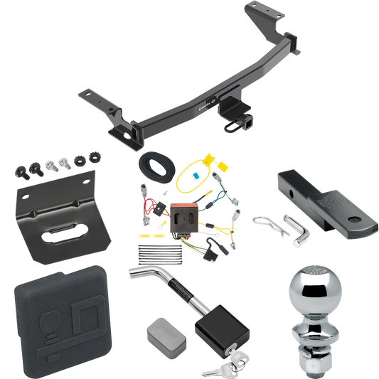 Se adapta al paquete de enganche de remolque Mazda CX-5 2013-2016 con arnés de cableado plano de 4 + barra de tracción + bola de 2" + soporte de cableado + cubierta de enganche + bloqueo de enganche de Draw-Tite