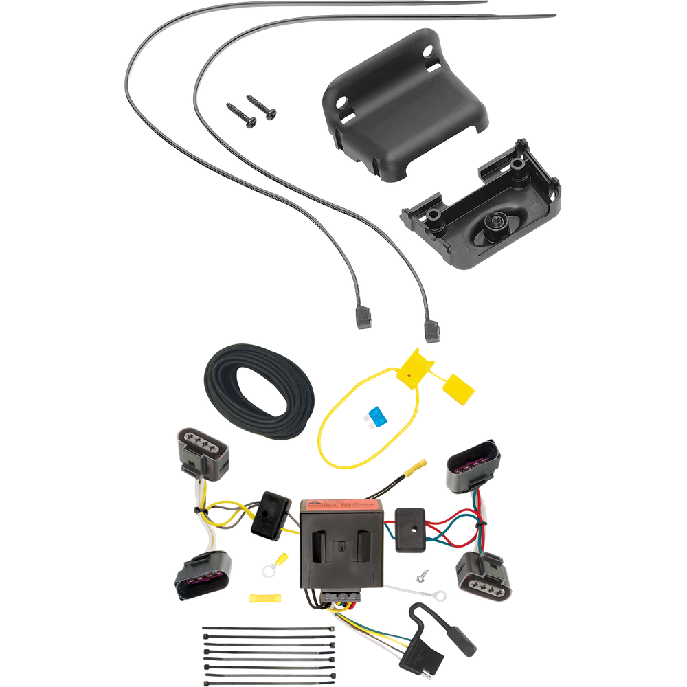 Fits 2004-2010 Volkswagen Touareg 4-Flat Vehicle End Trailer Wiring Harness + Wiring Bracket By Tekonsha