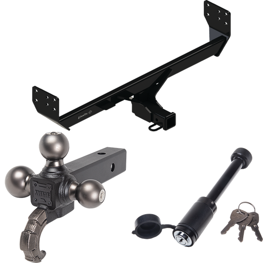 Fits 2021-2023 Genesis GV80 Trailer Hitch Tow PKG + Tactical Triple Ball Ball Mount 1-7/8" & 2" & 2-5/16" Balls & Tow Hook + Tactical Dogbone Lock By Draw-Tite