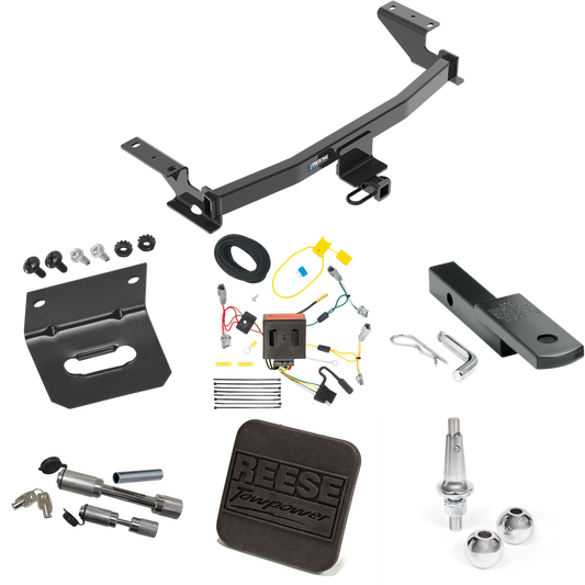 Fits 2013-2016 Mazda CX-5 Trailer Hitch Tow PKG w/ 4-Flat Wiring Harness + Draw-Bar + Interchangeable 1-7/8" & 2" Balls + Wiring Bracket + Hitch Cover + Dual Hitch & Coupler Locks By Reese Towpower