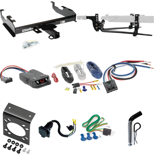 Fits 1963-1966 GMC 3500 Trailer Hitch Tow PKG w/ 11.5K Round Bar Weight Distribution Hitch w/ 2-5/16" Ball + Pin/Clip + Tekonsha Brakeman IV Brake Control + Generic BC Wiring Adapter + 7-Way RV Wiring (For w/8' Bed Models) By Draw-Tite