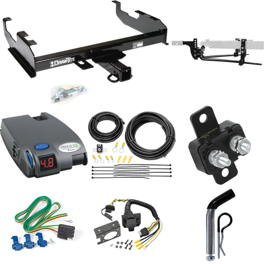 Fits 1969-1970 International 1000D Trailer Hitch Tow PKG w/ 11.5K Round Bar Weight Distribution Hitch w/ 2-5/16" Ball + Pin/Clip + Tekonsha Primus IQ Brake Control + 7-Way RV Wiring By Draw-Tite