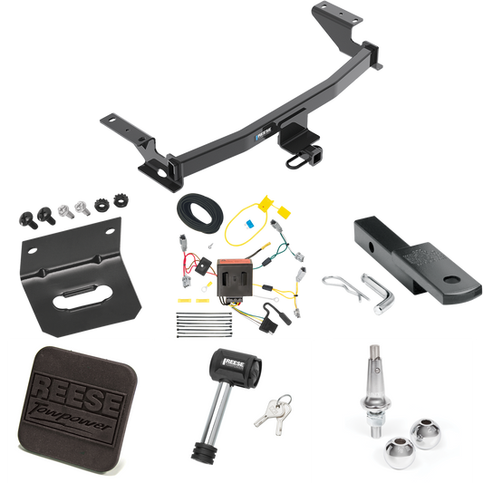 Fits 2013-2016 Mazda CX-5 Trailer Hitch Tow PKG w/ 4-Flat Wiring Harness + Draw-Bar + Interchangeable 1-7/8" & 2" Balls + Wiring Bracket + Hitch Cover + Hitch Lock By Reese Towpower